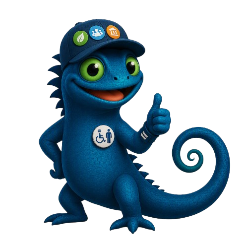 Holi, la mascotte HoliRisk, porte une casquette avec les icônes environnement, social et gouvernance, et un badge accessibilité